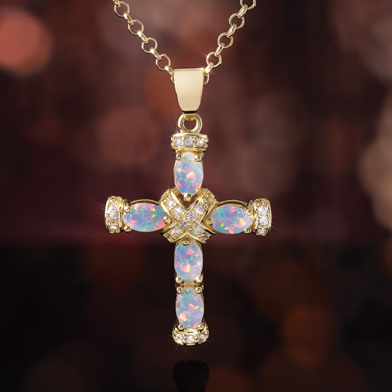 Opal Spirit Cross Pendant
